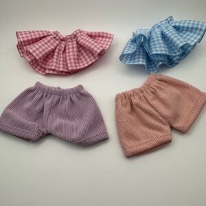Labubu Clothes Pair of Corduroy pants and a Set of Gingham Skirts.